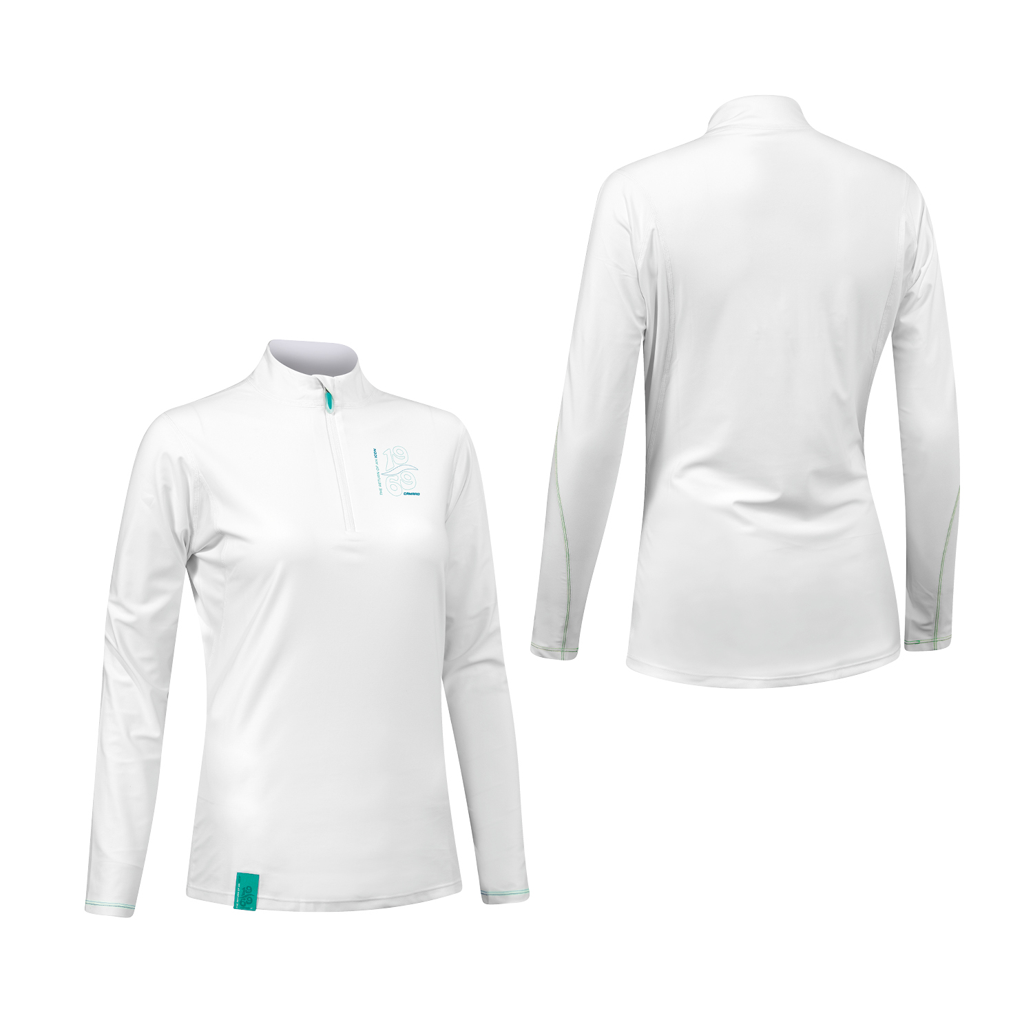 Lycra w/zip women LS white/baia