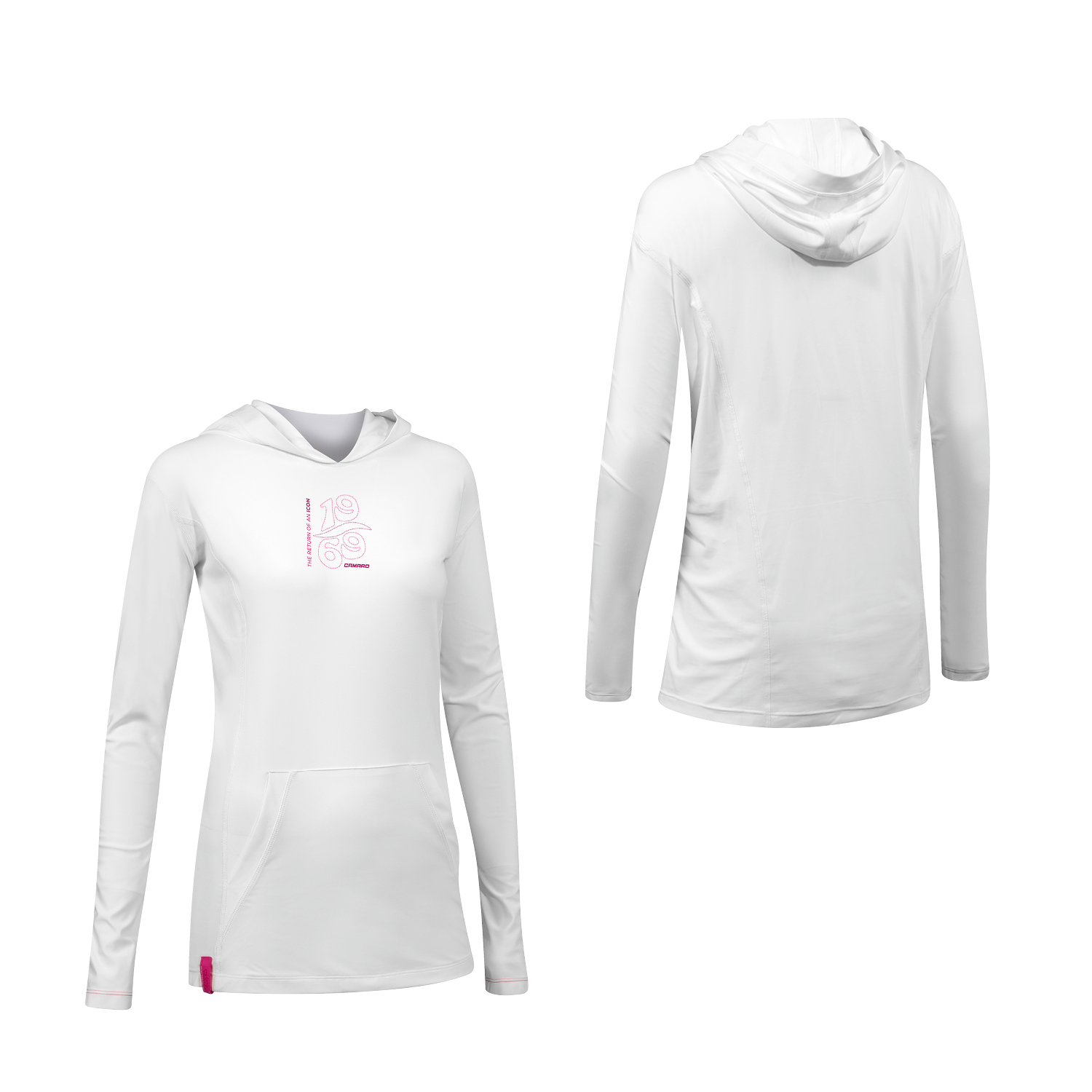 Lycra hoody women LS white/pink