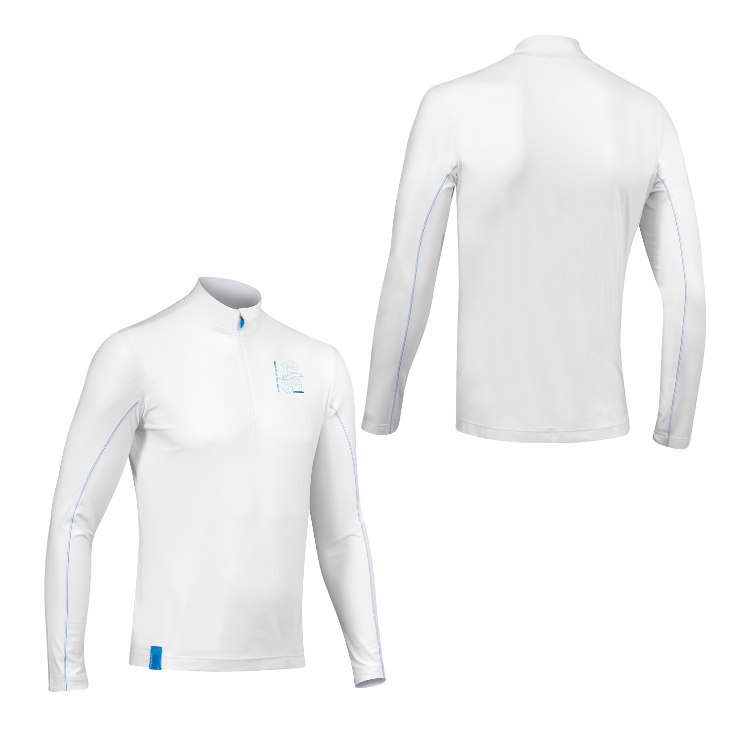 Lycra w/zip men LS white/blue